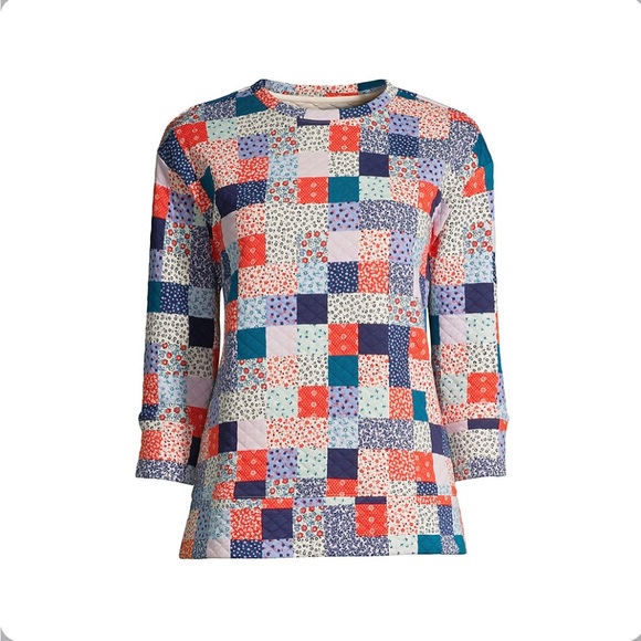 Land's End Patchwork Quilted Top Cottage Core Mixed Print Boho Nautical Coastal - Picture 15 of 15